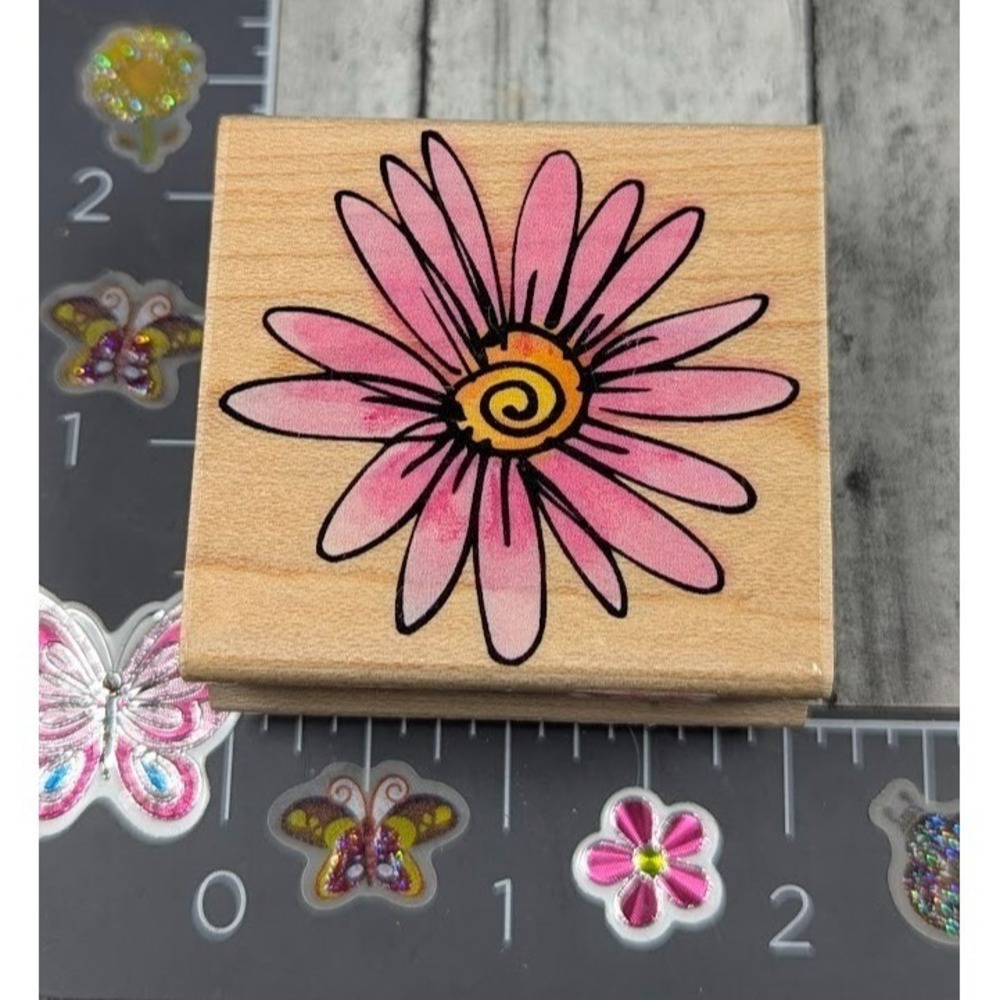 Hero Arts Zinnia Bloom Flower E3346 Rubber Stamp Wood #K86